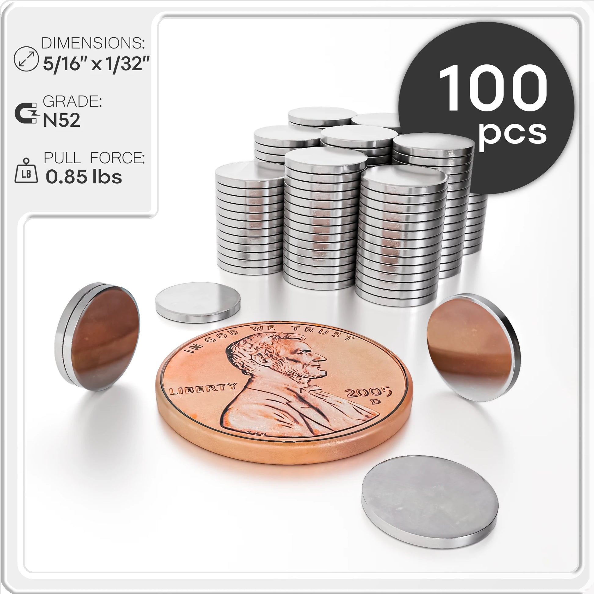 5/16 x 1/32 Inch Neodymium Rare Earth Disc Magnets N50