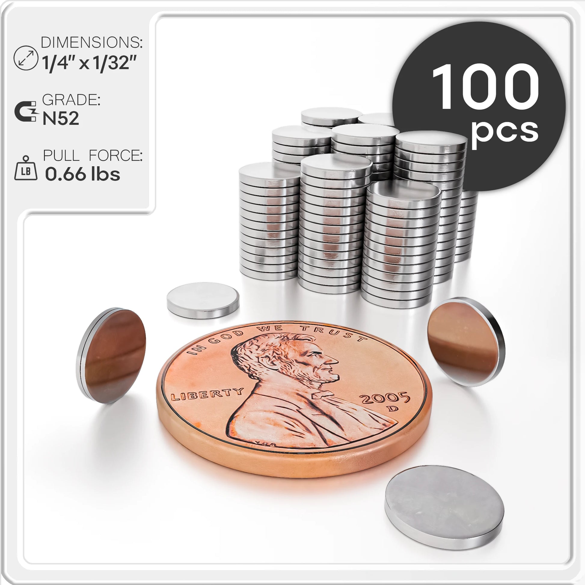 1/4 x 1/32 Inch Neodymium Rare Earth Thin Craft Magnets N50