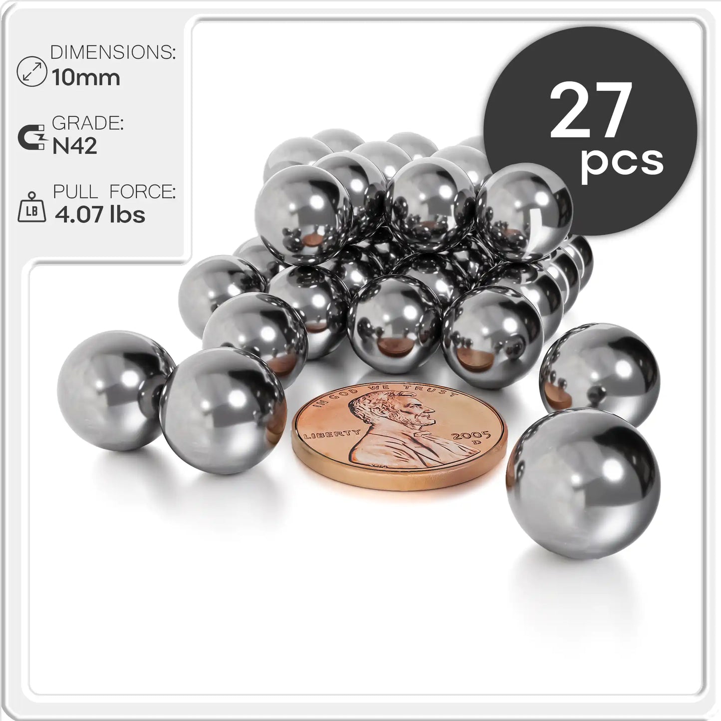 Neodymium Rare Earth Sphere Magnets N42 10 mm