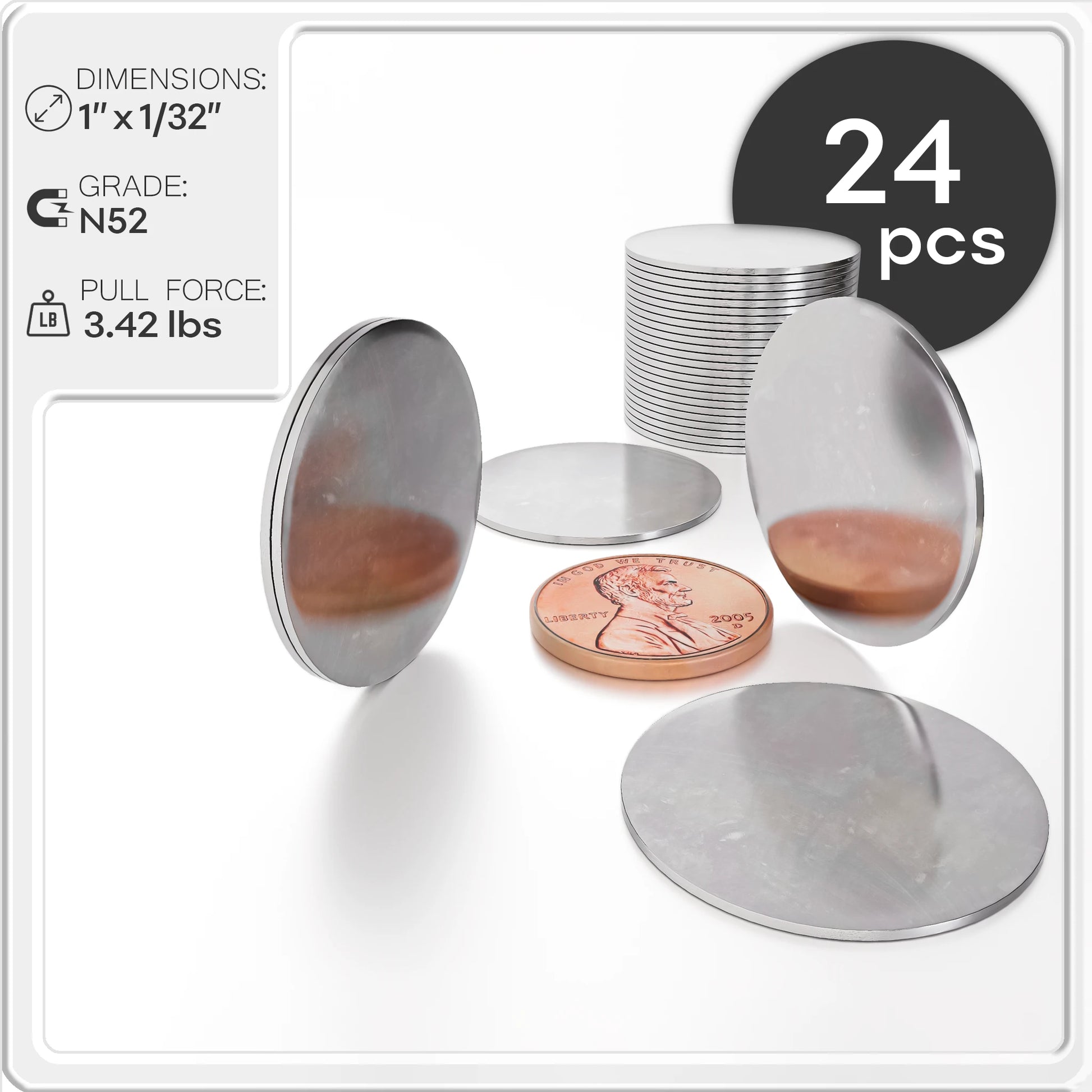 1 x 1/32 Inch Neodymium Rare Earth Thin Disc Magnets N52